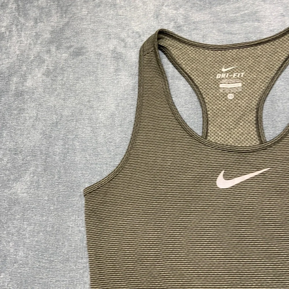 Nike Dri Fit Tank Top Womens XS Olive Green Sleeveless Running Gym Wear Athletic